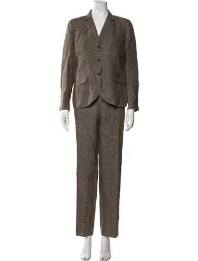 Pre-owned Agnès B. Linen Tweed Pattern Pantsuit In Multi