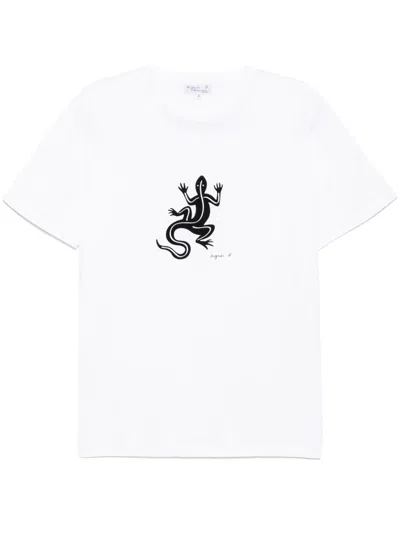 Agnès B. Lizard-print T-shirt In White