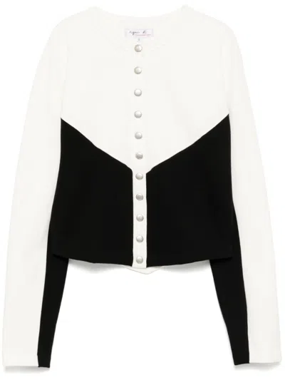 Agnès B. Logo Button Cardigan In Neutrals