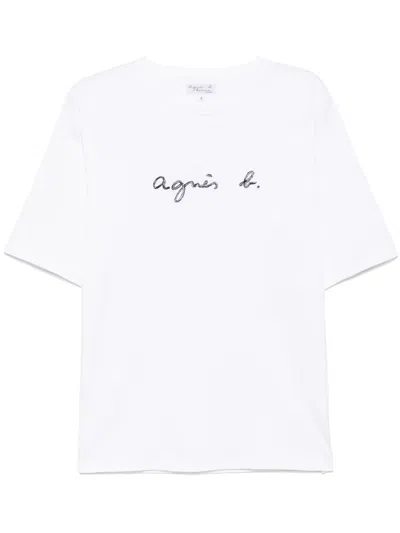 Agnès B. Logo-embroidered T-shirt In White