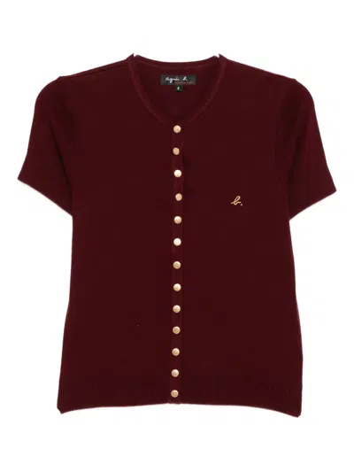 Agnès B. Logo-embroidered Top In Brown