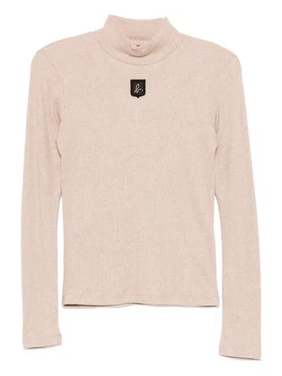 Agnès B. Logo-embroidered Top In Neutral