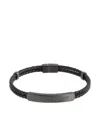 Agnès B. Logo-engraved Braided Leather Bracelet In Black