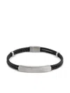 Agnès B. Logo-engraved Leather Bracelet In Silver