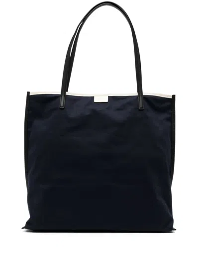 Agnès B. Logo-lettering Canvas Tote Bag In Blue