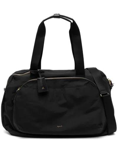 Agnès B. Logo Lettering Shoulder Bag In 黑色