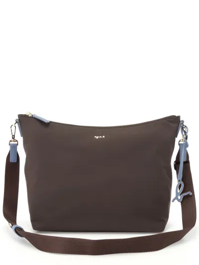 Agnès B. Logo-lettering Two-tone Crossbody Bag In Brown