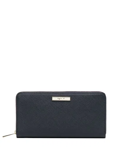 Agnès B. Logo-plaque Leather Purse In Black