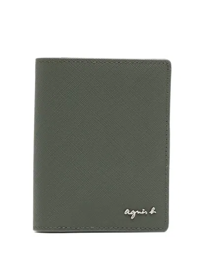 Agnès B. Logo-plaque Leather Wallet In Green