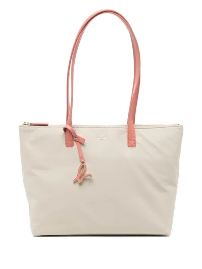 Agnès B. Logo-plaque Tote Bag In Neutrals