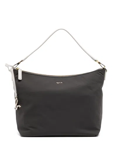 Agnès B. Logo-plaque Zipped Crossbody Bag In Grey