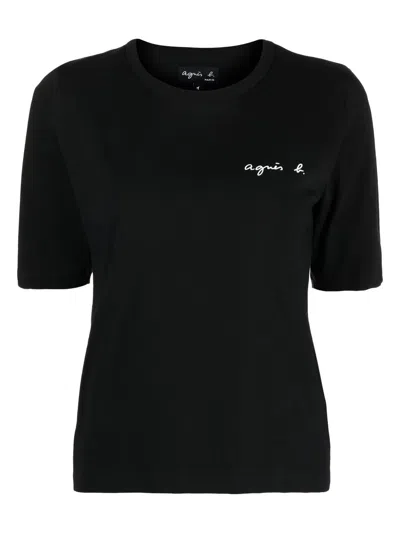 Agnès B. Logo-print Cotton T-shirt In Black