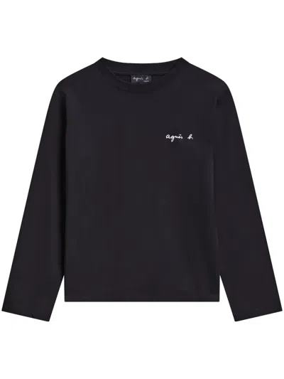 Agnès B. Logo-print Cotton T-shirt In Black