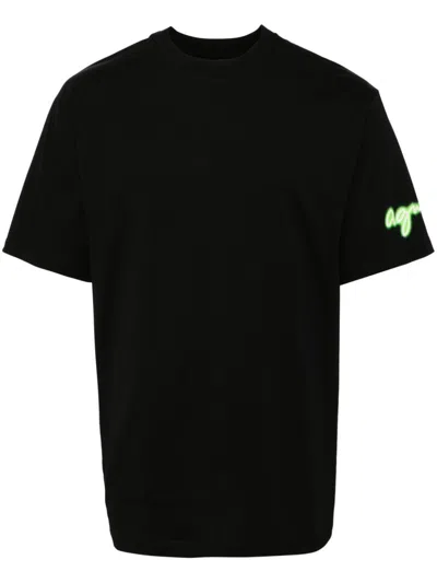 Agnès B. Logo-print Cotton T-shirt In Black
