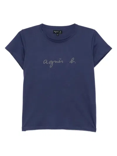 Agnès B. Logo-print Cotton T-shirt In Blue