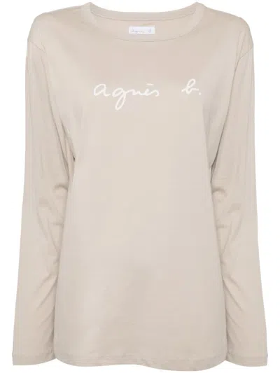 Agnès B. Logo-print Cotton T-shirt In Brown