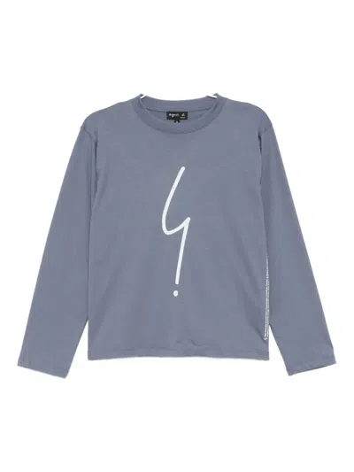 Agnès B. Logo-print Top In Gray