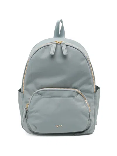 Agnès B. Logo-plaque Backpack In Blue