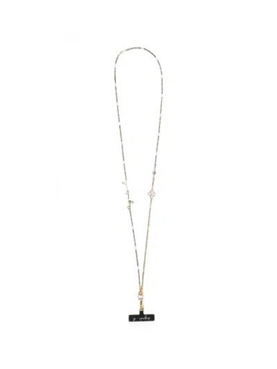 Agnès B. Logo-plaque Faux-pearl Phone Strap In Black