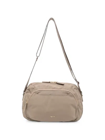 Agnès B. Logo-plaque Shoulder Bag In Neutral