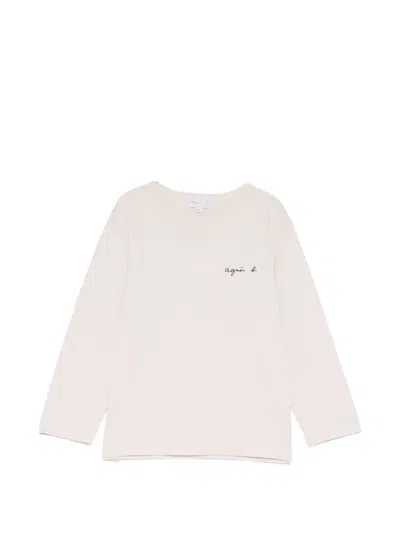 Agnès B. Logo-print Long-sleeve T-shirt In Gray