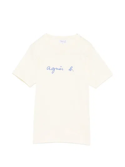 Agnès B. Logo-print Round Neck T-shirt In Neutral