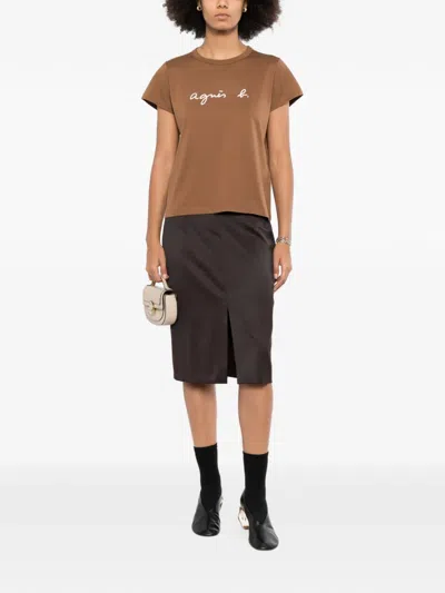 Agnès B. Logo-print T-shirt In Brown