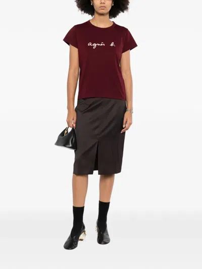 Agnès B. Logo-print T-shirt In Burgundy