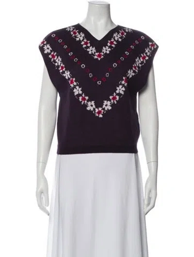 Pre-owned Agnès B. Merino Wool Printed Sweater In Purple