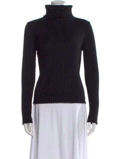 Pre-owned Agnès B. Merino Wool Turtleneck Sweater In Black