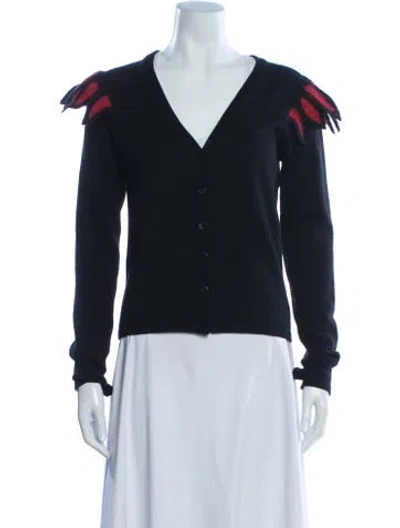 Pre-owned Agnès B. Merino Wool V-neck Sweater In Black