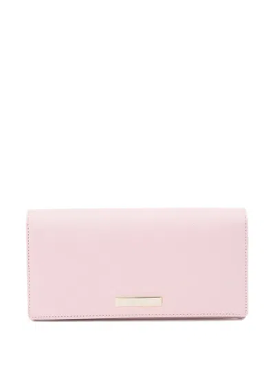 Agnès B. Metal-plaque Leather Wallet In Pink