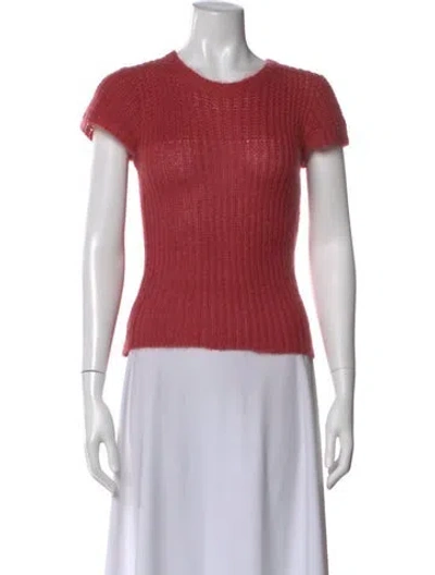 Pre-owned Agnès B. Mohair Crew Neck Sweater In Pink