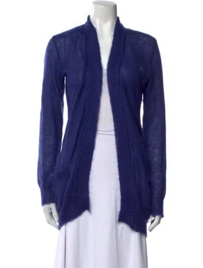 Pre-owned Agnès B. Mohair Open Front Sweater In Blue