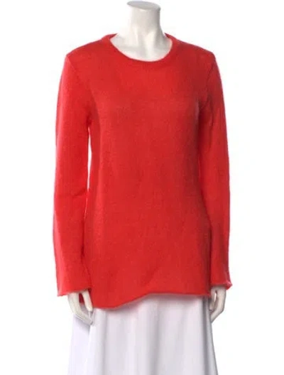 Pre-owned Agnès B. Mohair Scoop Neck Sweater In Orange