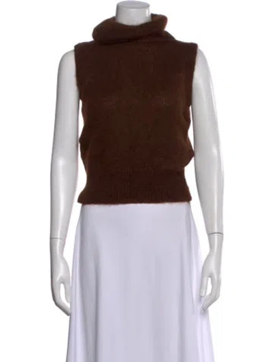 Pre-owned Agnès B. Mohair Turtleneck Sweater In Brown
