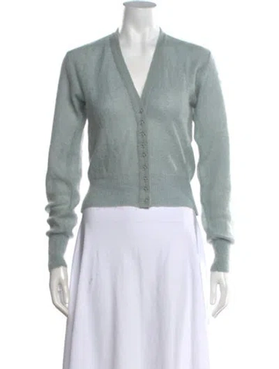 Pre-owned Agnès B. Mohair V-neck Sweater In Green