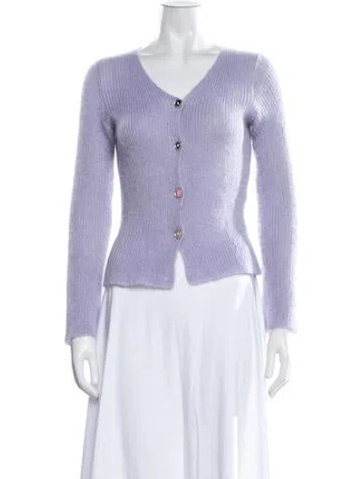 Pre-owned Agnès B. Mohair V-neck Sweater In Purple