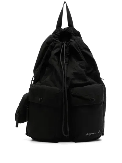 Agnès B. Nylon Backpack In Black