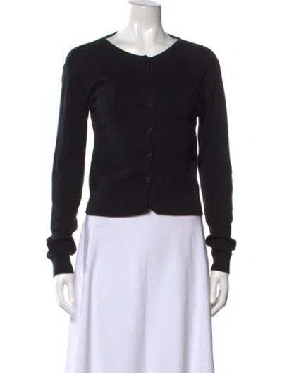 Pre-owned Agnès B. Open Front Sweater In Black
