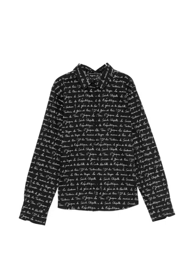 Agnès B. Paris Landmark Handwriting-print Shirt In Black