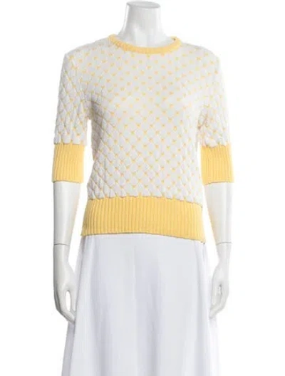 Pre-owned Agnès B. Patterned Crew Neck Sweater In Yellow