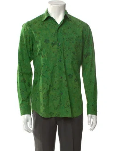 Pre-owned Agnès B. Patterned Long Sleeve Shirt In Green