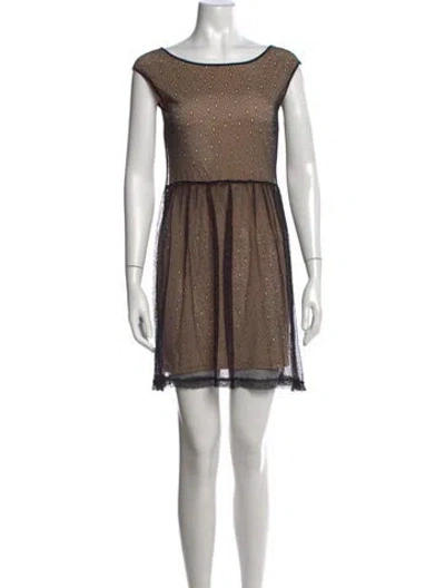 Pre-owned Agnès B. Patterned Mini Dress In Brown