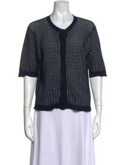 Pre-owned Agnès B. Patterned Open Front Sweater In Blue