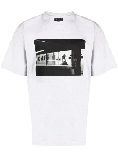 Agnès B. Photograph-print Crew-neck T-shirt In Grey