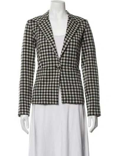 Pre-owned Agnès B. Plaid Print Blazer In Black/white