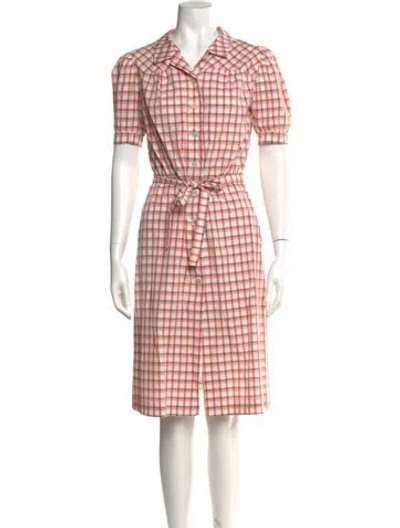 Pre-owned Agnès B. Plaid Print Knee-length Dress In Pink