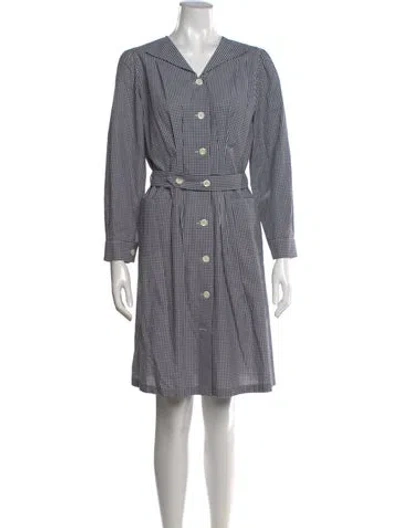 Pre-owned Agnès B. Plaid Print Knee-length Dress In White