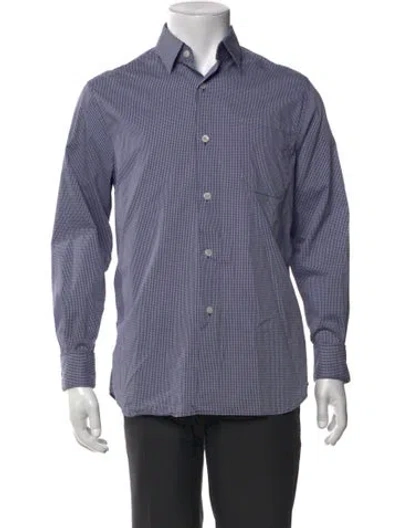 Pre-owned Agnès B. Plaid Print Long Sleeve Shirt In Blue
